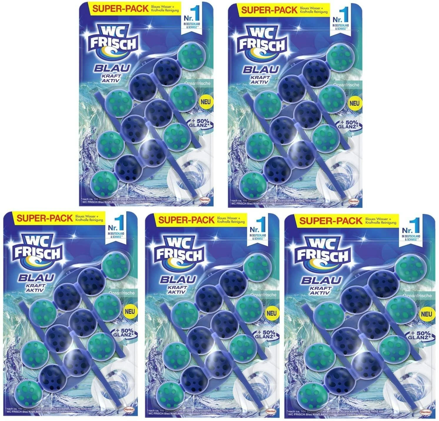 WC FRISCH Kraft Aktiv Blauspüler Ozeanfrische 4x50g WC Reiniger Reinigung 3 WC FRISCH Kraft Aktiv Blauspüler Ozeanfrische 4x50g WC Reiniger Reinigung – Bild 3