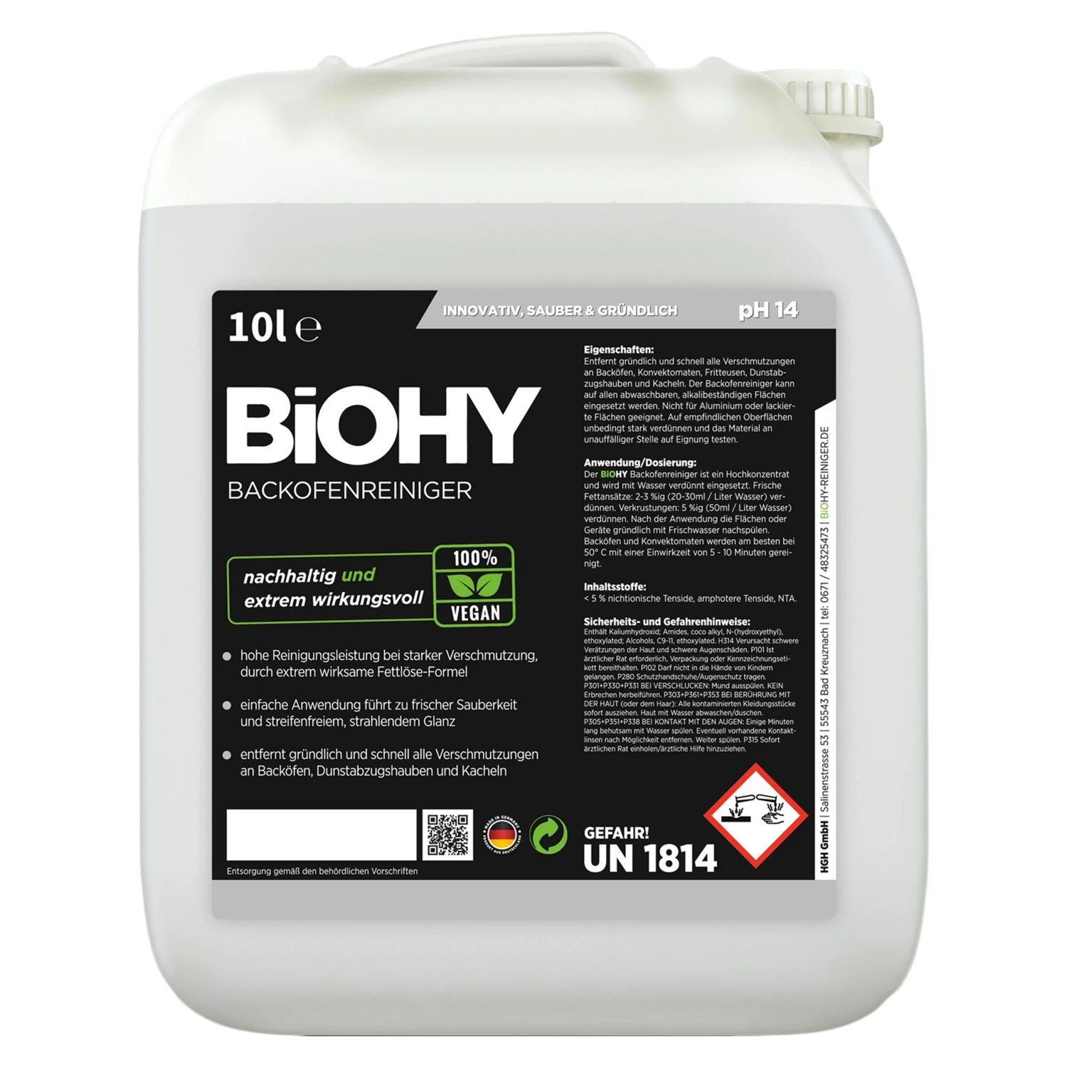 BiOHY Backofenreiniger Hochkonzentrat (10l Kanister) | Profi Grillreiniger, Fettlöser EXTRA STARK | Zur Einfachen Und Schnellen Ofenreinigung 1 BiOHY Backofenreiniger Hochkonzentrat (10l Kanister) | Profi Grillreiniger, Fettlöser EXTRA STARK | Zur Einfachen Und Schnellen Ofenreinigung