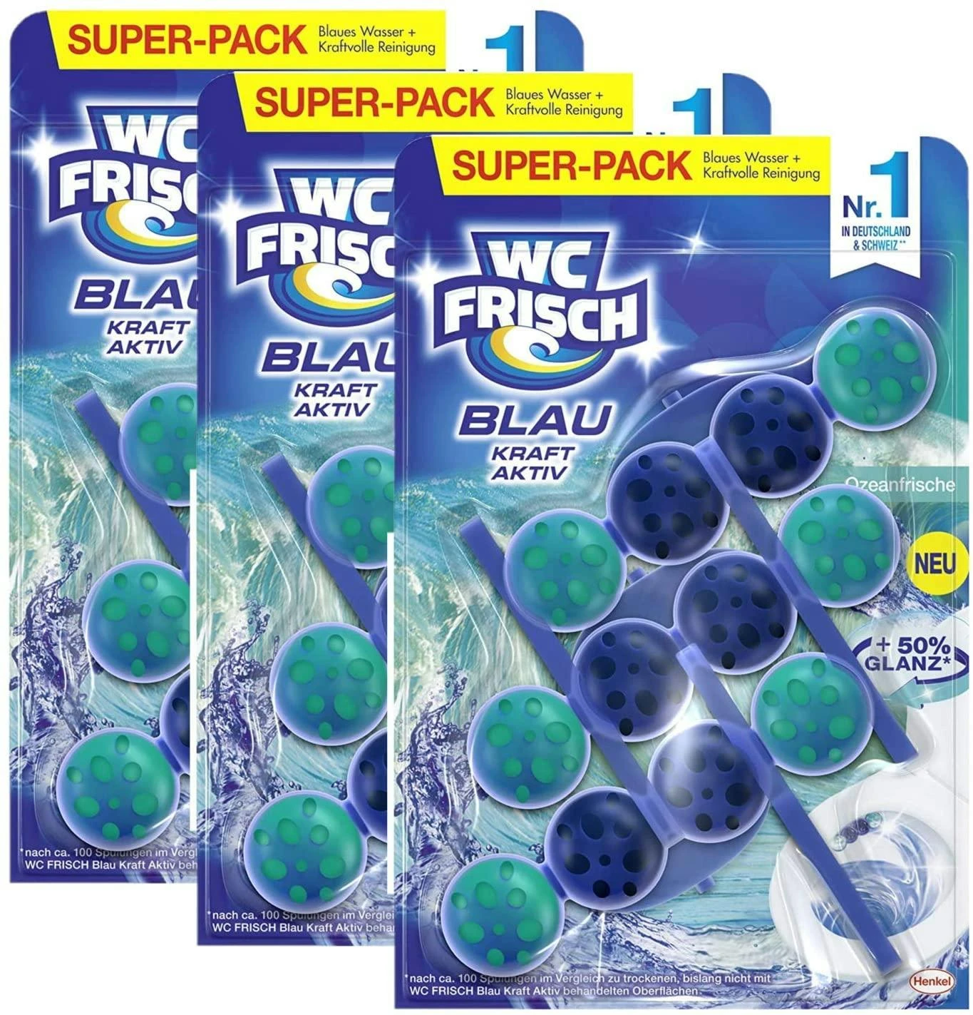 WC FRISCH Kraft Aktiv Blauspüler Ozeanfrische 4x50g WC Reiniger Reinigung 5 WC FRISCH Kraft Aktiv Blauspüler Ozeanfrische 4x50g WC Reiniger Reinigung – Bild 5