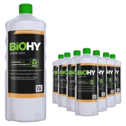 BiOHY Creme Seife (9x1l Flasche) | Hautschonende, Rückfettende Und Geruchsneutrale Handseife PHOSPHATFREI | Ohne Parfüm Und Farbstoffe