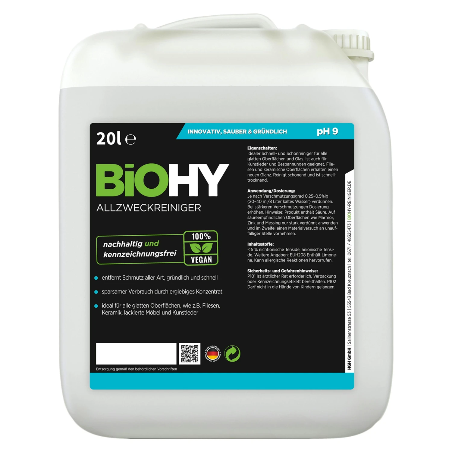 BiOHY Allzweckreiniger Konzentrat (24x20l Kanister) | Schonender Profi - Universalreiniger Für Haushalt Und Auto | Vollständig Biologisch Abbaubar 6 BiOHY Allzweckreiniger Konzentrat (24x20l Kanister) | Schonender Profi - Universalreiniger Für Haushalt Und Auto | Vollständig Biologisch Abbaubar – Bild 6