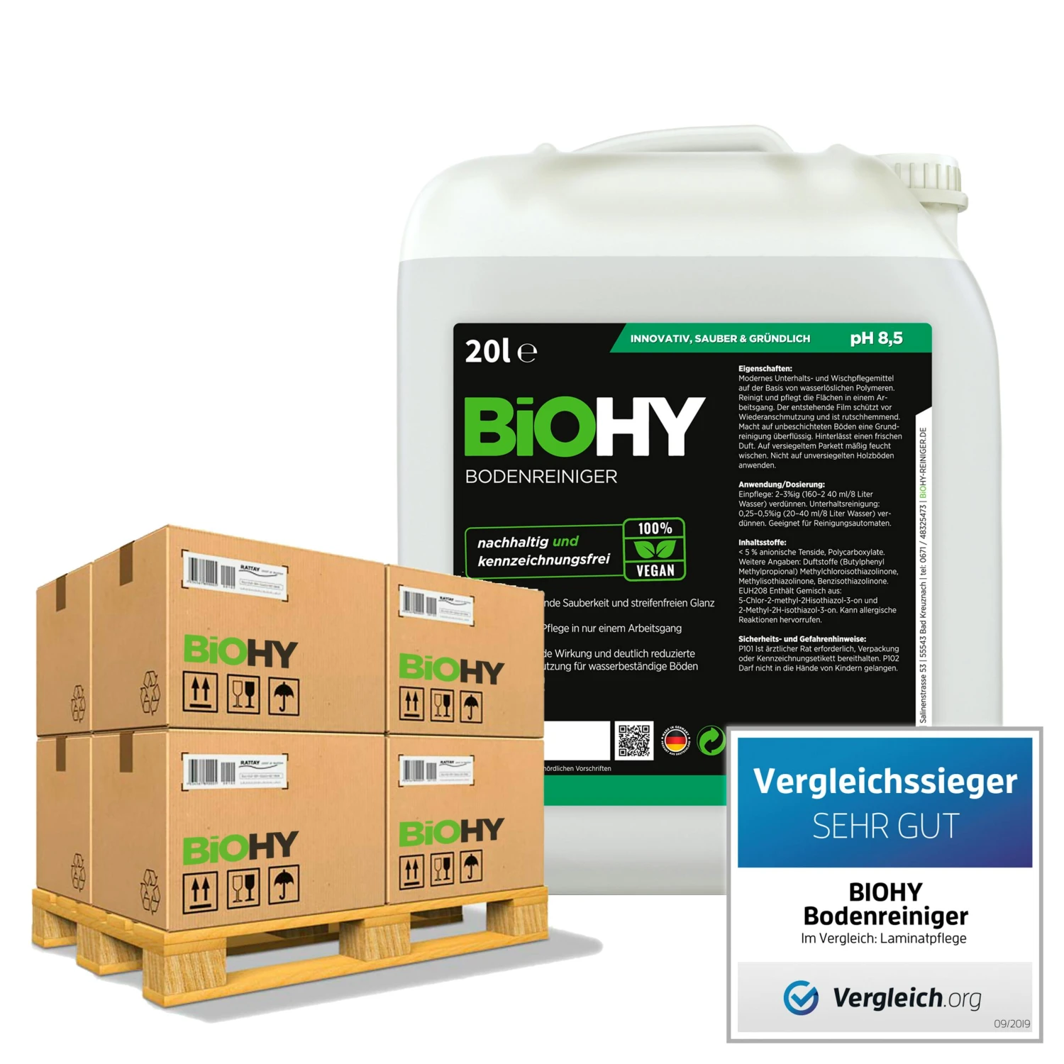 BiOHY Bodenreiniger (24x20l Kanister) | Konzentrat Für Alle Reinigungsgeräte Und Alle Hartböden | Angenehmer Geruch Und Streifenfreie Reinigung 1 BiOHY Bodenreiniger (24x20l Kanister) | Konzentrat Für Alle Reinigungsgeräte Und Alle Hartböden | Angenehmer Geruch Und Streifenfreie Reinigung