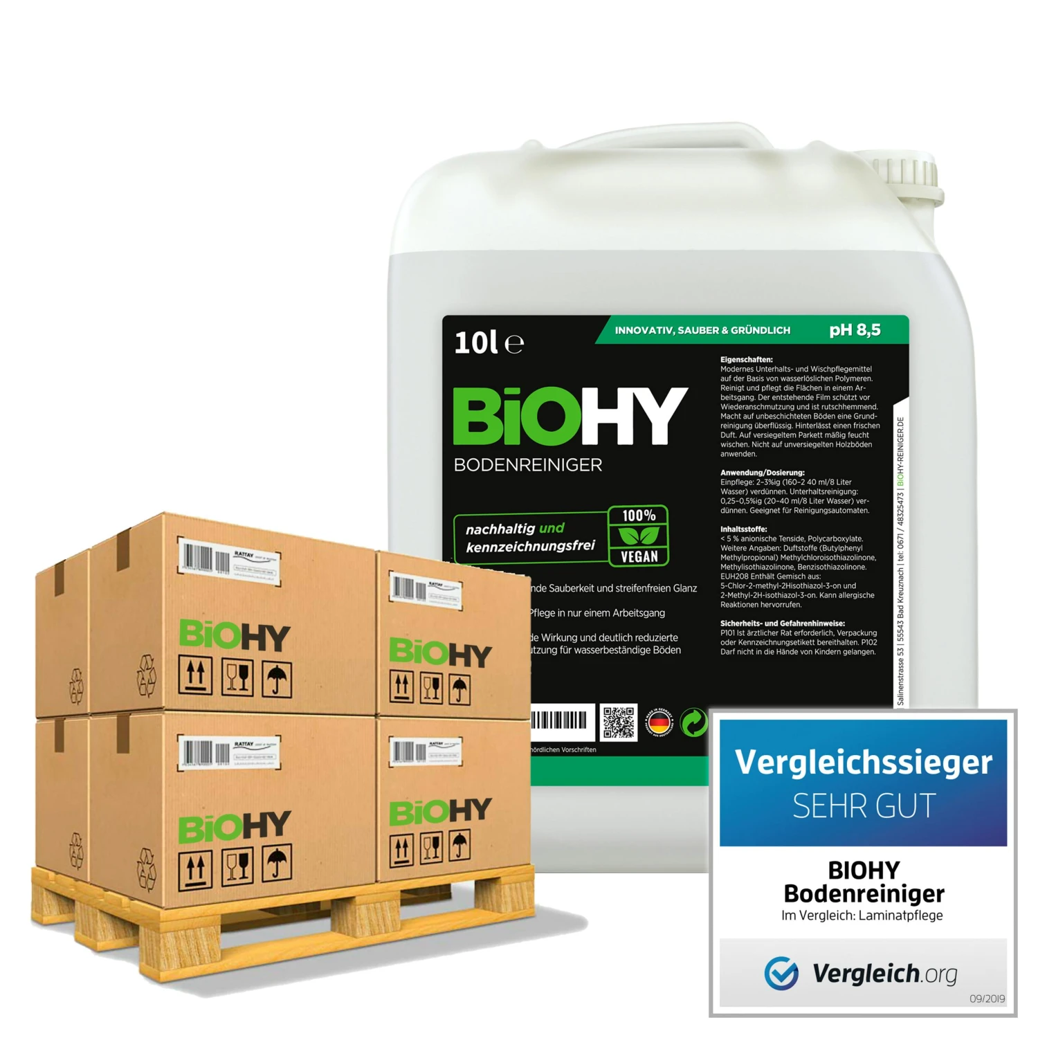 BiOHY Bodenreiniger (10l Kanister) | Konzentrat Für Alle Reinigungsgeräte Und Alle Hartböden | Angenehmer Geruch Und Streifenfreie Reinigung 3 BiOHY Bodenreiniger (10l Kanister) | Konzentrat Für Alle Reinigungsgeräte Und Alle Hartböden | Angenehmer Geruch Und Streifenfreie Reinigung – Bild 3