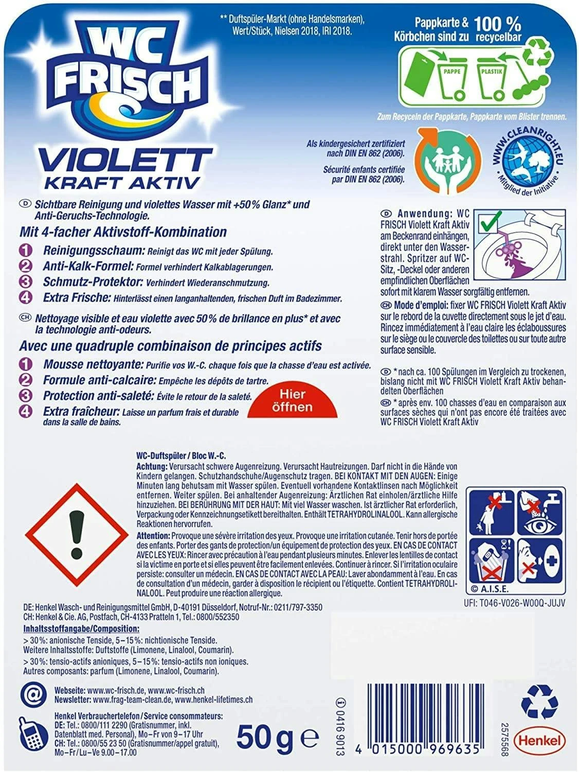 WC FRISCH Kraft Aktiv Violettspüler Magnolie 5x50g WC Reiniger Reinigung 6 WC FRISCH Kraft Aktiv Violettspüler Magnolie 5x50g WC Reiniger Reinigung – Bild 6