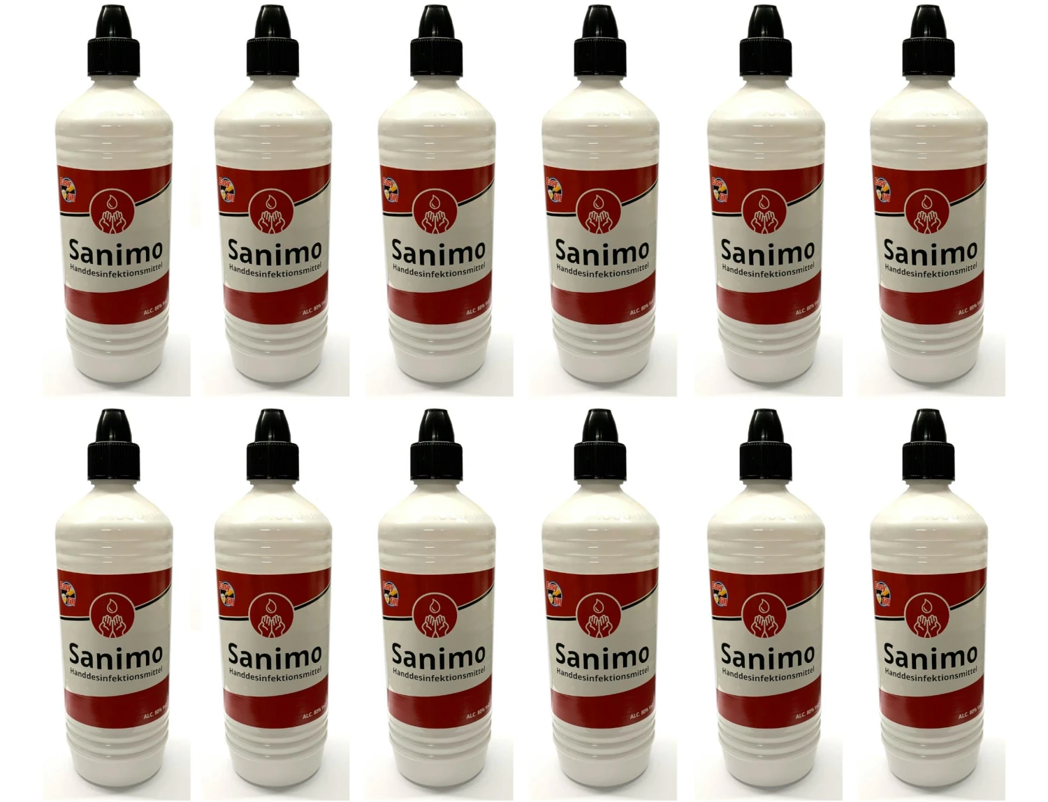 12x 1000ml Sanimo Handdesinfektionsmittel - Anwendungsfertig - Nach Rezept Der WHO Desinfektionsmittel Hände Nachfüllflasche 1 12x 1000ml Sanimo Handdesinfektionsmittel - Anwendungsfertig - Nach Rezept Der WHO Desinfektionsmittel Hände Nachfüllflasche